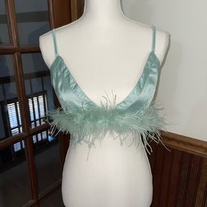 Sage green feather bra top